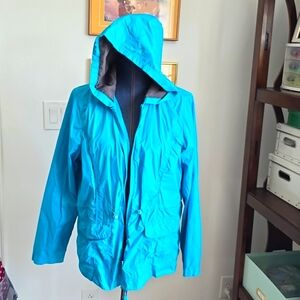 Zippered front rain jacket teal size L